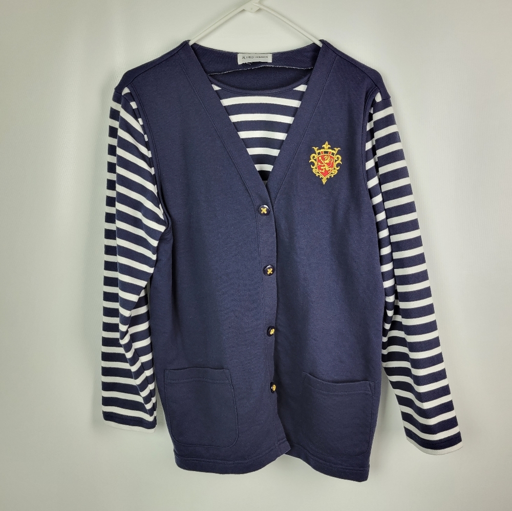 Alfred Dunner Cotton Nautical Sweater Sz Large